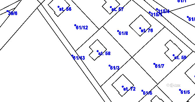 Parcela st. 58 v KÚ Moravská Svratka, Katastrální mapa