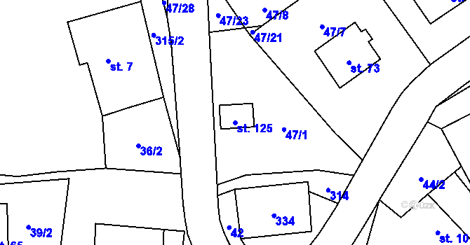 Parcela st. 125 v KÚ Moravská Svratka, Katastrální mapa