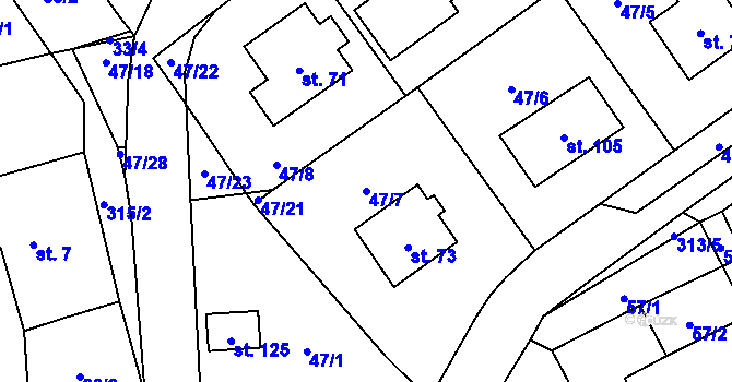 Parcela st. 47/7 v KÚ Moravská Svratka, Katastrální mapa