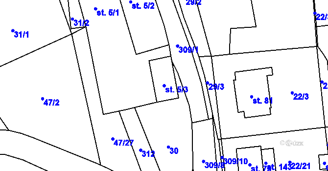Parcela st. 5/3 v KÚ Moravská Svratka, Katastrální mapa