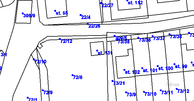 Parcela st. 131 v KÚ Moravská Svratka, Katastrální mapa