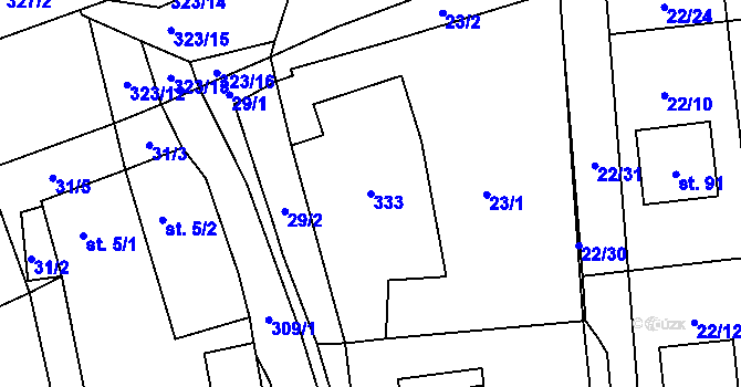 Parcela st. 333 v KÚ Moravská Svratka, Katastrální mapa