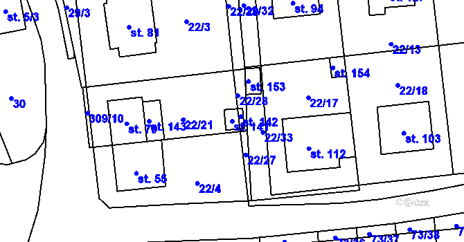 Parcela st. 141 v KÚ Moravská Svratka, Katastrální mapa