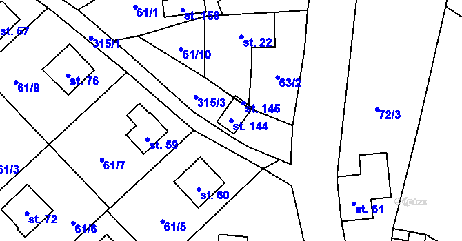 Parcela st. 144 v KÚ Moravská Svratka, Katastrální mapa