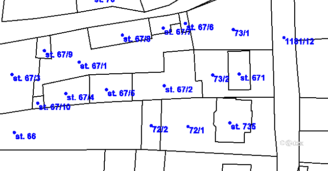 Parcela st. 67/2 v KÚ Svratka, Katastrální mapa