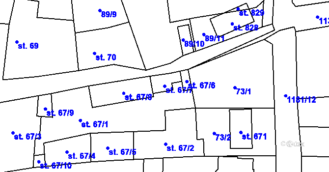 Parcela st. 67/7 v KÚ Svratka, Katastrální mapa