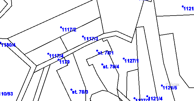 Parcela st. 78/1 v KÚ Svratka, Katastrální mapa