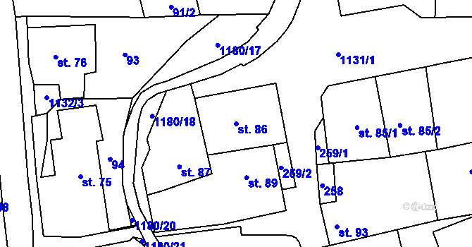Parcela st. 86 v KÚ Svratka, Katastrální mapa
