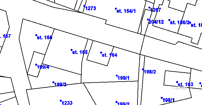 Parcela st. 164 v KÚ Svratka, Katastrální mapa