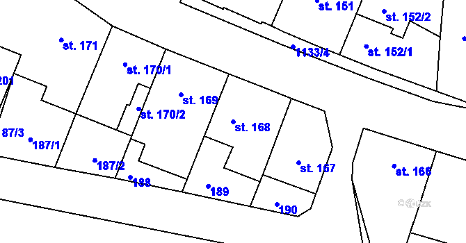 Parcela st. 168 v KÚ Svratka, Katastrální mapa
