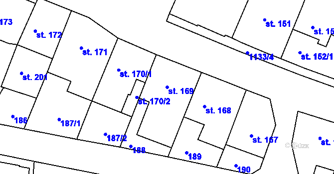 Parcela st. 169 v KÚ Svratka, Katastrální mapa