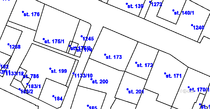 Parcela st. 173 v KÚ Svratka, Katastrální mapa