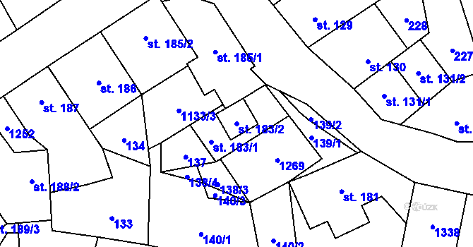 Parcela st. 183/2 v KÚ Svratka, Katastrální mapa
