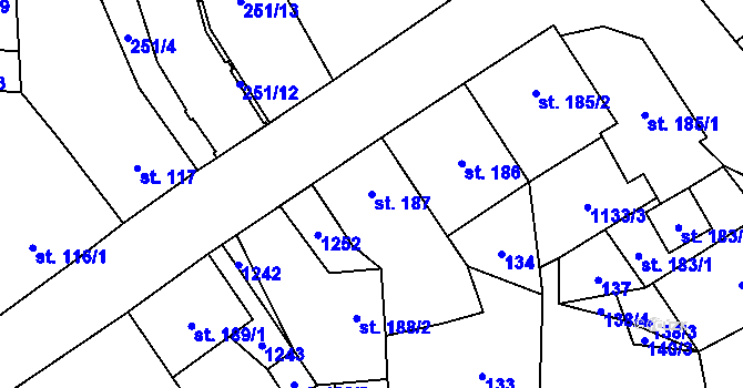 Parcela st. 187 v KÚ Svratka, Katastrální mapa