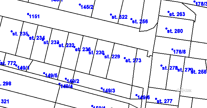 Parcela st. 229 v KÚ Svratka, Katastrální mapa
