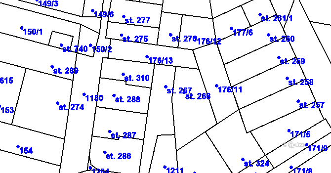 Parcela st. 267 v KÚ Svratka, Katastrální mapa
