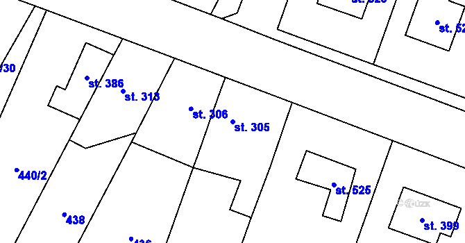 Parcela st. 305 v KÚ Svratka, Katastrální mapa