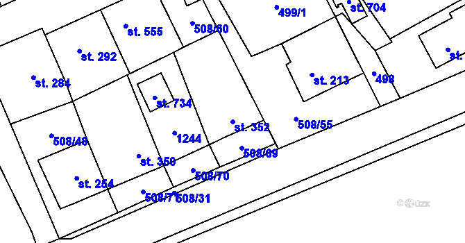 Parcela st. 352 v KÚ Svratka, Katastrální mapa