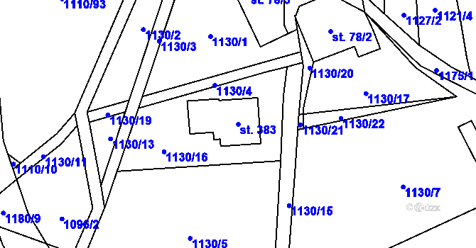 Parcela st. 383 v KÚ Svratka, Katastrální mapa