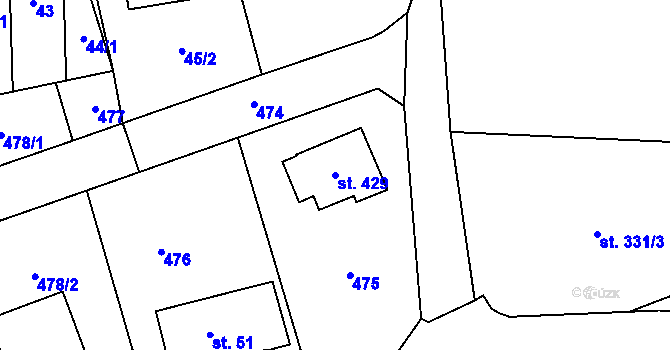 Parcela st. 429 v KÚ Svratka, Katastrální mapa
