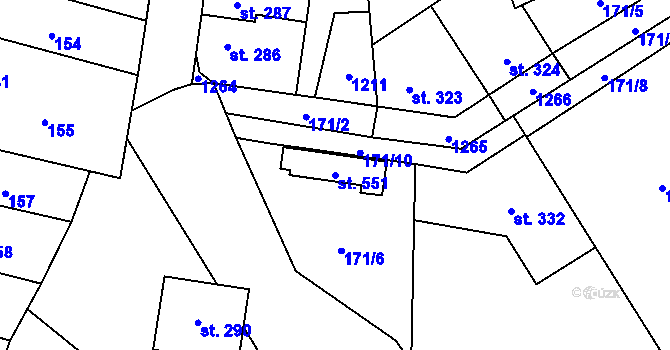Parcela st. 551 v KÚ Svratka, Katastrální mapa