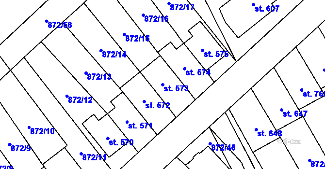 Parcela st. 573 v KÚ Svratka, Katastrální mapa
