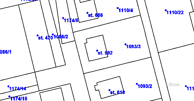 Parcela st. 592 v KÚ Svratka, Katastrální mapa