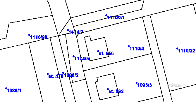 Parcela st. 656 v KÚ Svratka, Katastrální mapa