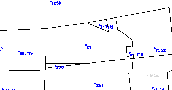 Parcela st. 21 v KÚ Svratka, Katastrální mapa