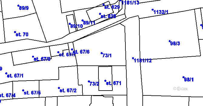 Parcela st. 73/1 v KÚ Svratka, Katastrální mapa