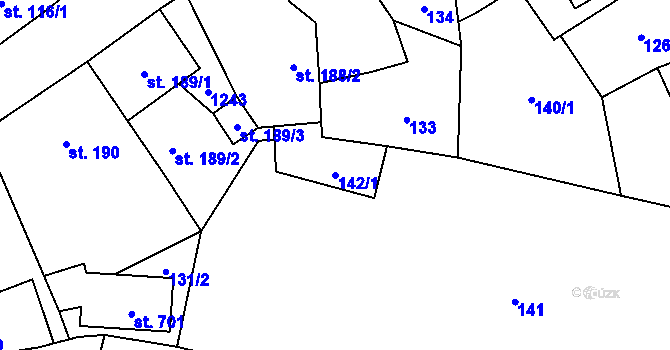 Parcela st. 142/1 v KÚ Svratka, Katastrální mapa