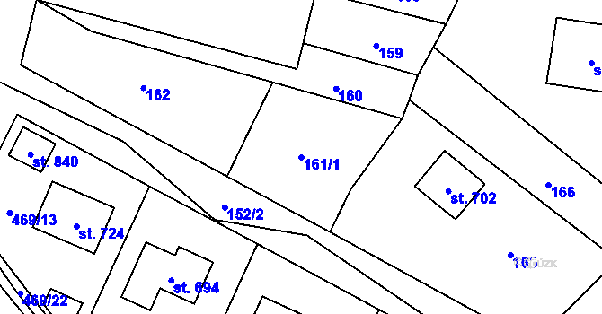 Parcela st. 161/1 v KÚ Svratka, Katastrální mapa