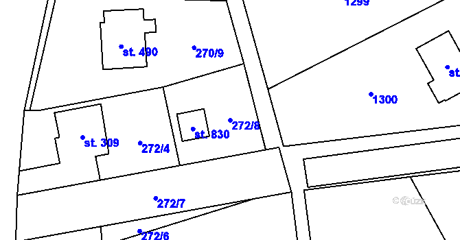 Parcela st. 272/8 v KÚ Svratka, Katastrální mapa