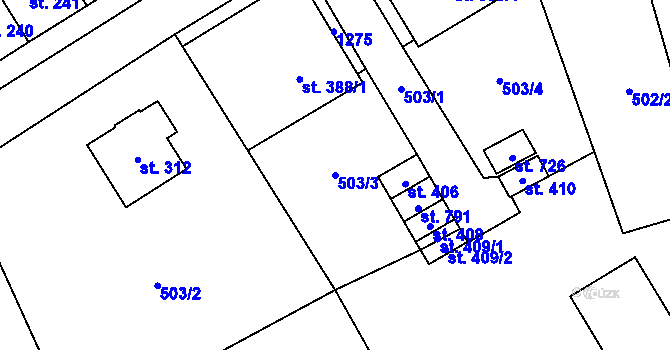 Parcela st. 503/3 v KÚ Svratka, Katastrální mapa