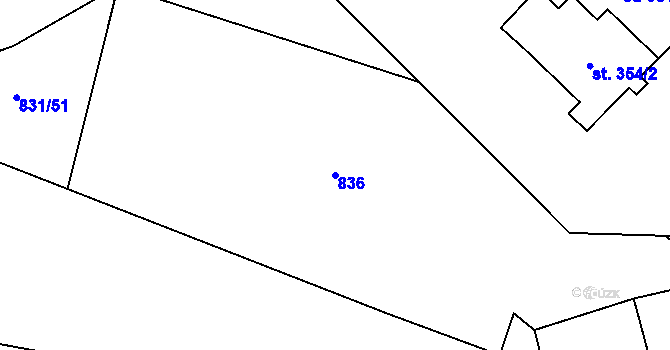Parcela st. 836 v KÚ Svratka, Katastrální mapa