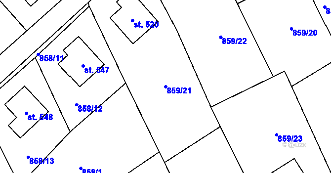 Parcela st. 859/21 v KÚ Svratka, Katastrální mapa