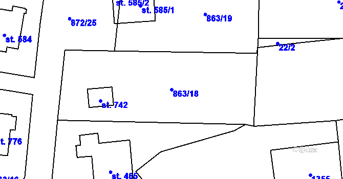 Parcela st. 863/18 v KÚ Svratka, Katastrální mapa