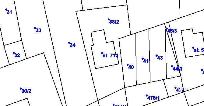 Parcela st. 711 v KÚ Svratka, Katastrální mapa