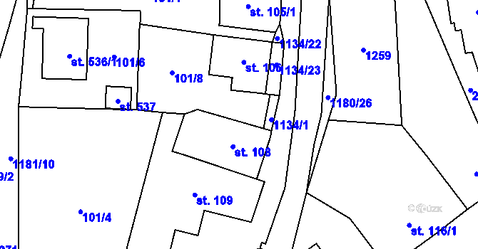 Parcela st. 101/14 v KÚ Svratka, Katastrální mapa