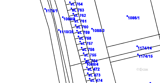 Parcela st. 757 v KÚ Svratka, Katastrální mapa