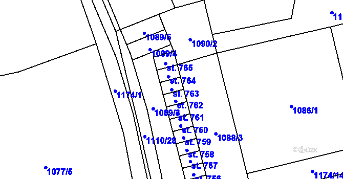 Parcela st. 763 v KÚ Svratka, Katastrální mapa
