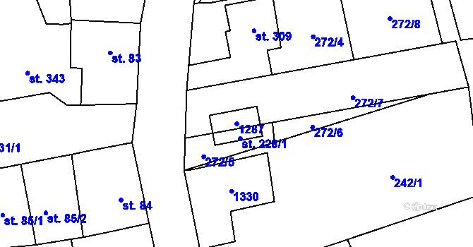 Parcela st. 1287 v KÚ Svratka, Katastrální mapa