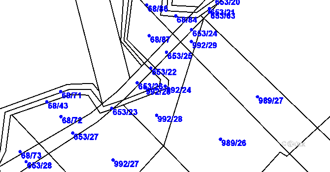Parcela st. 992/24 v KÚ Svratka, Katastrální mapa