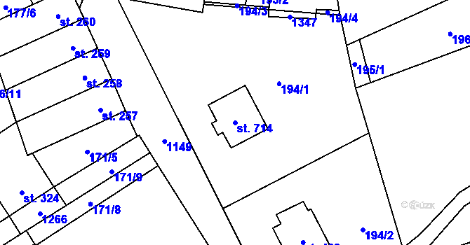 Parcela st. 714 v KÚ Svratka, Katastrální mapa
