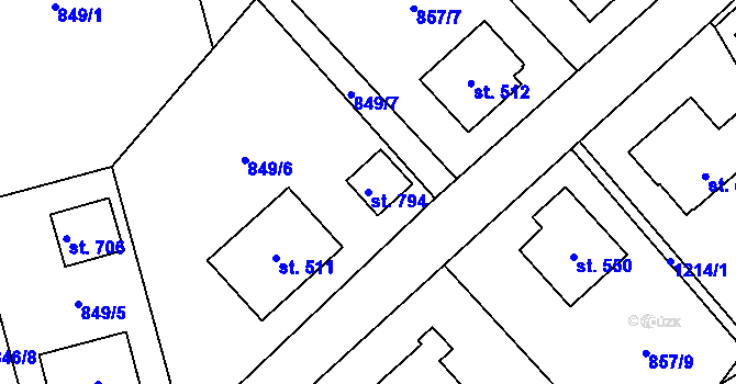 Parcela st. 794 v KÚ Svratka, Katastrální mapa
