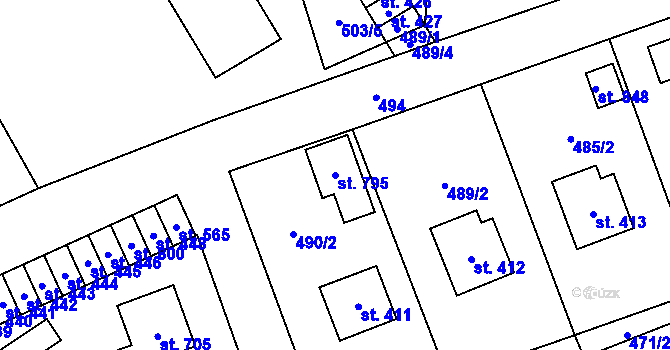 Parcela st. 795 v KÚ Svratka, Katastrální mapa