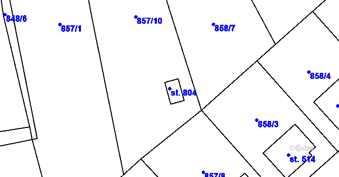 Parcela st. 804 v KÚ Svratka, Katastrální mapa