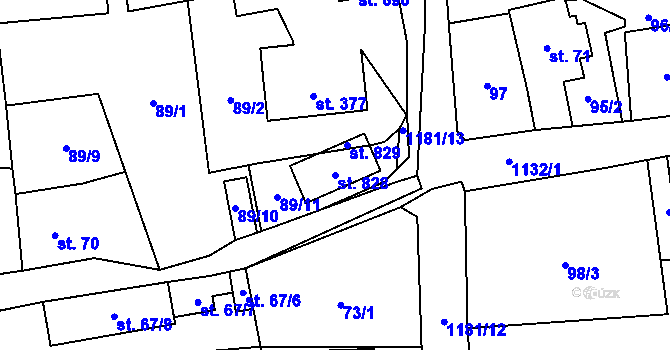 Parcela st. 828 v KÚ Svratka, Katastrální mapa