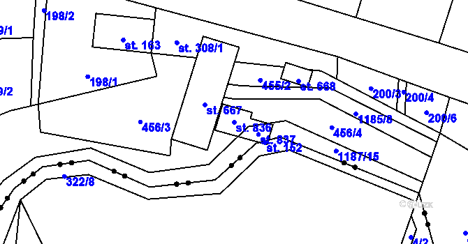 Parcela st. 836 v KÚ Svratka, Katastrální mapa