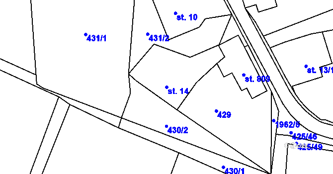 Parcela st. 14 v KÚ Svratouch, Katastrální mapa